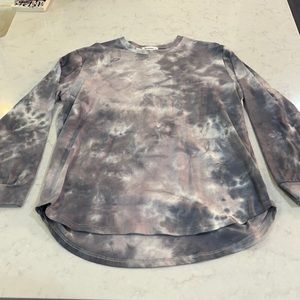 Kuegou tie dye curved hem drop tail long sleeve